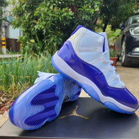 High Top Sneakers, White Purple Colorway, Lace Up Design, Casual Gift for Sneaker Fans