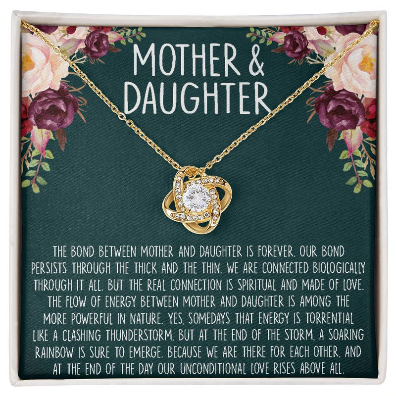 Mom Love Knot Pendant, Mother Daughter Love Knot Necklace, 18k Gold Love Knot Jewelry, Meaningful Birthday Christmas Present for Mom