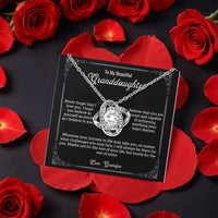 Grandpa to Granddaughter Necklace, Granddaughter Love Knot Necklace, CZ Crystal Pendant Necklace, Rose Gift Box Jewelry, Christmas Present