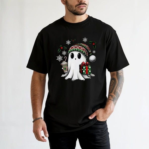 Spooky Holiday Ghost Shirt, Adorable Christmas Ghost T-Shirt, Humorous Xmas Spirit Graphic Tee, Holiday Season T-shirt, Adora