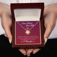 18k Gold Stainless Steel Love Knot Pendant, Christmas Love Knot Necklace for Wife, Message Card Holiday Necklace, Romantic Present for Her