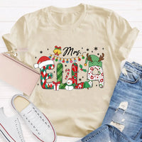Custom Name Holiday Lights Tee, Personalized Christmas Snowman T-Shirt, Adorable Winter Xmas Shirt, Matching Family Christmas Tee Shirt Present