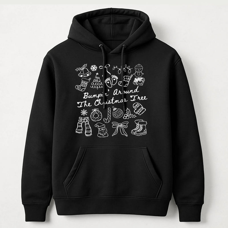 Pregnancy Announcement Hoodie, Bumpin' Around the Christmas Tree Hoodie, Adorable Maternity Holiday Sweatshirt, Expecting Mom Xmas Hoodie Present