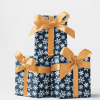 Winter Holiday Gift Wrap Roll, Navy Blue Snowflake Wrapping Paper, Elegant Snowflake Present Paper, Festive Christmas Wrapping Paper