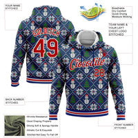 Personalized Name and Number Hoodie, Custom Christmas Ugly Sweater Hoodie, Festive Holiday Pullover Hoodie, Xmas Sports Fan Sweatshirt