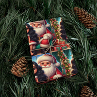 African American Holiday Gift Wrap Roll, Kawaii Santa and Black Girl Wrapping Paper, Adorable Christmas Wrapping Paper, Kids Xmas Present Wrap