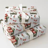 Comfy Vintage Santa Claus Gift Wrap Roll, Knitting Santa Christmas Wrapping Paper, Crafter Holiday Present Paper, Festive Gift Wrap