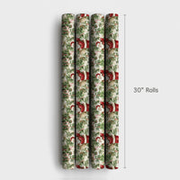 Poinsettia and Candy Cane Gift Wrap, Vintage Santa Wrapping Paper, Nostalgic Christmas Wrapping Paper, Classic Holiday Gift Wrap Roll