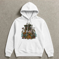 Christmas Deer Hunter Hoodie, Humorous Gingerbread Man Hunting Hoodie, Holiday Hunting Scene Hoodie, Adorable Xmas Outdoor Sweatshirt Present