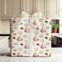 Watercolor Foodie Christmas Gift Wrap, Christmas Dinner Holiday Feast Wrapping Paper, Festive Dinner Wrapping Paper, Winter Present Wrap