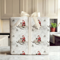 Watercolor Winter Gift Wrap, Cool Santa Sunglasses Snowmobile Wrapping Paper, Fun Christmas Wrapping Paper, Holiday Present Paper