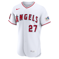 Los Angeles Angels Mike Trout White Home Authentic Sponsor Patch Jersey