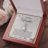 White Gold Over Stainless Steel Necklace from Mom, To My Daughter CZ Pendant Necklace, Meaningful Christmas Birthday Keepsake Jewelry