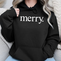 Festive Script Holiday Sweatshirt, Minimalist Merry Christmas Hoodie, Comfy Aesthetic Xmas Pullover, Winter Holiday Present for Her Him