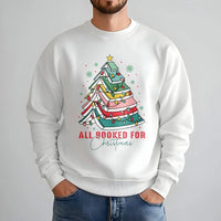 Book Tree Holiday Sweater, All Booked for Christmas Sweatshirt, Adorable Bookish Xmas Crewneck, Librarian Reader Sweatshirt
