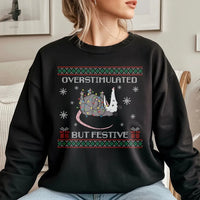 Humorous Opossum Christmas Crewneck, Overstimulated but Festive Possum Sweatshirt, Ugly Holiday Sweater Pullover, Adorable Animal Lover Sweatshirt