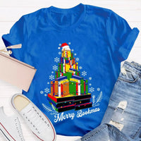 Book Lover Holiday Graphic Tee, Merry Bookmas Christmas T-Shirt, Winter Snowflakes Reading Shirt, Comfy Bookish Xmas Tee, Reader Present for Her