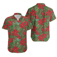 Botanical Aloha Shirt, Christmas Poinsettia Hawaiian Shirt, Festive Floral Button Down Shirt, Xmas Vacation Shirt, Holiday Party Present