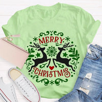 Festive Reindeer Holiday Graphic Tee, Christmas Elk T-Shirt, Winter Deer Shirt, Adorable Merry Christmas Animal T-Shirt, Xmas Apparel