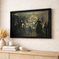 Classic Christmas Painting Canvas Print, Viggo Johansen Silent Night Canvas Wall Art, Holiday Living Room Canvas Art, Vintage Xmas Decor