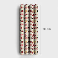 Holiday Drink Pattern Gift Wrap, Christmas Cocktail Wrapping Paper, Illustrated Seasonal Drinks Wrapping Paper, Cream Festive Gift Wrap