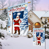 We Wish You a Merry Christmas Flag, South Carolina Christmas Garden Flag, Santa Claus Yard Flag, Double Sided Holiday Yard Decor