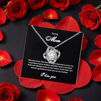 Eternal Bond Love Knot Pendant, Mom Love Knot Necklace, CZ Crystal Love Knot Jewelry, Mother's Day Present, Birthday Christmas Present for Mom