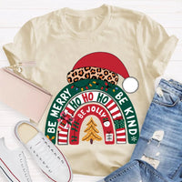 Santa Hat Holiday Shirt, Be Merry Be Jolly Be Kind Christmas T-Shirt, Positive Vibe Winter Tee, Festive Merry Christmas Graphic T-Shirt