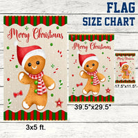 Double Sided Holiday Yard Flag, Gingerbread Man Christmas Garden Flag, Adorable Winter Cookie Flag, Festive Seasonal Outdoor Lawn House Decor