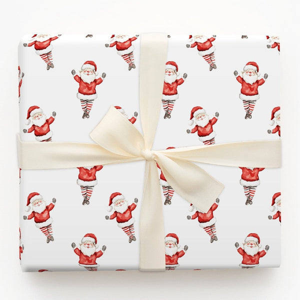 Whimsical Santa Claus Christmas Gift Wrap, Watercolor Striped Leg Santa Wrapping Paper, Fun Holiday Wrapping Paper, Festive G