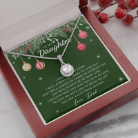 Christmas Present from Dad Necklace, To My Daughter Necklace, White Gold Over Stainless Steel Pendant Meaningful Birthday Present for Daughter