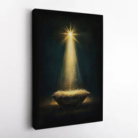 Star of Bethlehem Canvas Wall Art, Nativity Manger Canvas Print, Holy Night Christmas Canvas Decor, Religious Christian Wall Art Present