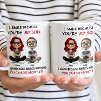 Humorous Mom and Son Ceramic Mug, I Smile Because You're My Son Mug, Adorable Son Joke Coffee Cup, Birthday Christmas Mug Present from Mom