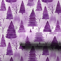 Watercolor Winter Forest Gift Wrap, Purple Christmas Tree Wrapping Paper, Lavender Botanical Holiday Wrapping Paper, Xmas Gift Wrap Roll