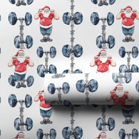 Dumbbell Gym Gift Wrap, Weightlifting Santa Wrapping Paper, Fitness Christmas Wrapping Paper, Lifter Present Paper