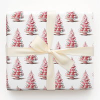 Watercolor Holiday Gift Wrap, Pink Christmas Tree Wrapping Paper, Whimsical Tree Winter Wrapping Paper, Modern Pastel Gift Wrap Roll