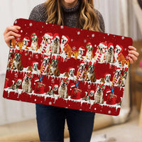 Snowflake Tree Holiday Welcome Mat, English Bulldog Christmas Doormat, Winter Dog Door Mat, Porch Entry Rug, Bulldog Lover Xmas Present