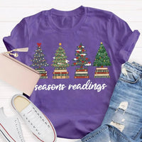 Festive Reading Season Graphic Tee, Christmas Trees and Books T-Shirt, Book Lover Christmas Shirt, Bookish Holiday Shirt, Reader Xmas Present