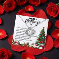 Holiday Knot Pendant, Merry Christmas Love Knot Necklace, CZ Crystal Love Knot Jewelry, Rotating Rose Box Necklace, Xmas Present for Her