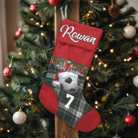 Custom Name and Jersey Number Holiday Stocking, Personalized Soccer Christmas Stocking, Plaid Xmas Stocking, Holiday Decor Present