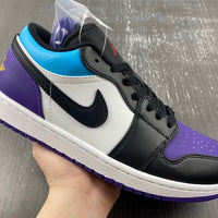 Low Top Sneakers, Black Purple Colorway, Lace Up Design, Casual Gift for Sneaker Fans
