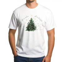 Watercolor Christmas Tree Shirt, All Is Calm All Is Bright Shirt, Christian Holiday Pine Graphic Shirt, Winter Scripture Tee, Xmas Present