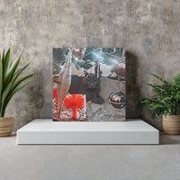 Gray Cat Under Tree Canvas Print, Christmas Cat Square Canvas, Watercolor Holiday Kitten Canvas Wall Art, Comfy Cat Lover Home Decor