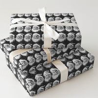 Black and White Santa Claus Gift Wrap, Vintage Santa Wrapping Paper, Retro Monochrome Wrapping Paper, Christmas Holiday Gift Wrap Paper