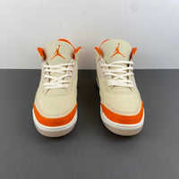 Retro Low Top Sneakers, Beige Orange Colorway, Leather Footwear, Lace Up Design, Casual Gift for Sneaker Fans