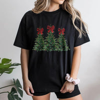 Coquette Christmas Tree T-Shirt, Christmas Tree Bow T-Shirt, Red Bow Holiday Graphic T-Shirt, Adorable Xmas Winter Tee, Festive Present for Women