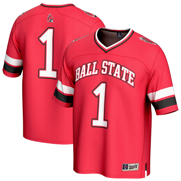 #1 Ball State Cardinals Lightweight Collegiate Football Fashion Jersey - Cardinal