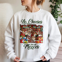 No Cheeses for Us Meeces Graphic Crewneck, Adorable Mouse Christmas Sweatshirt, Humorous Muppet Holiday Sweater, Nostalgic Xmas Pullover Present