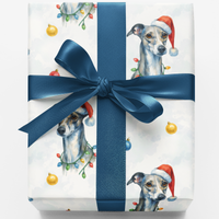 Sleighhound Dog Holiday Gift Wrap, Whippet Christmas Wrapping Paper, Santa Hat Whippet Wrapping Paper, Dog Lover Xmas Present Gift Wrap Roll