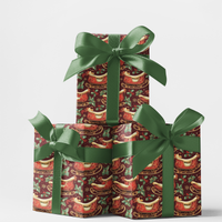 Vintage Christmas Holly Gift Wrap, Victorian Santa Sleigh Wrapping Paper, Traditional Holiday Wrapping Paper, Retro Winter Gift Wrap Roll